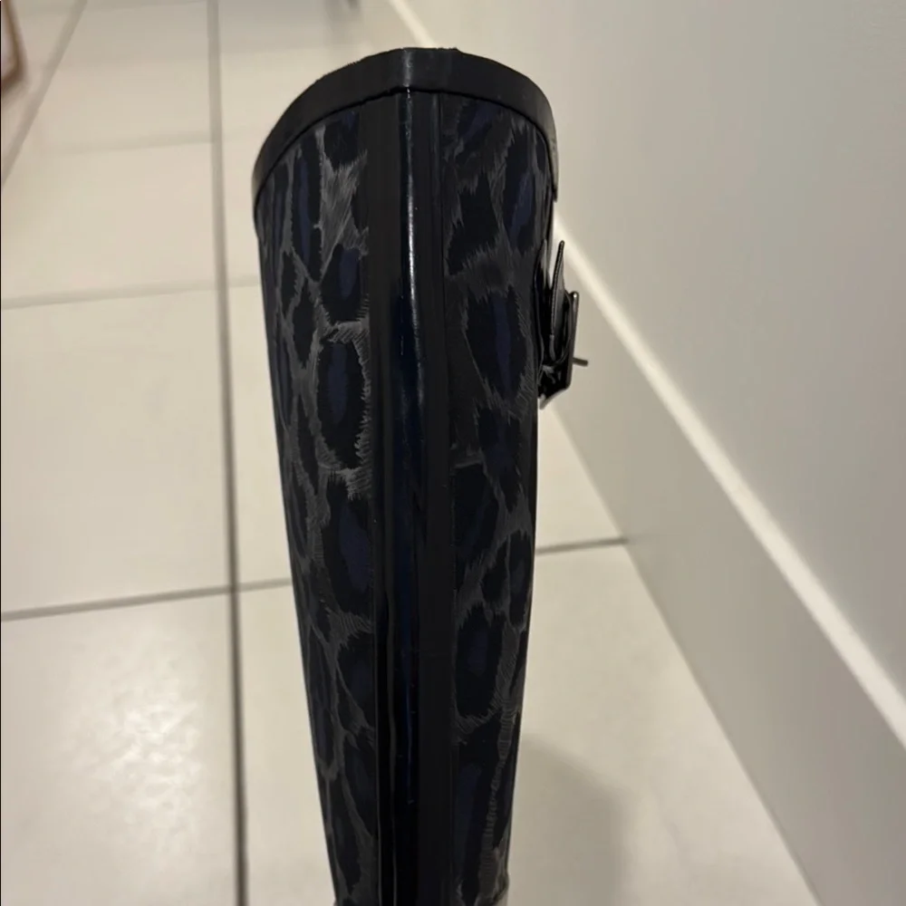 BCBGMaxAzria Black Winter Rain Boots Knee-High black so to animal print